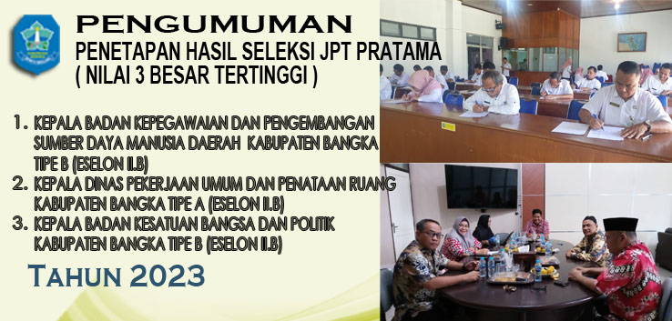 PENGUMUMAN Penetapan Hasil Seleksi JPT Pratama (Nilai 3 Besar Tertinggi)