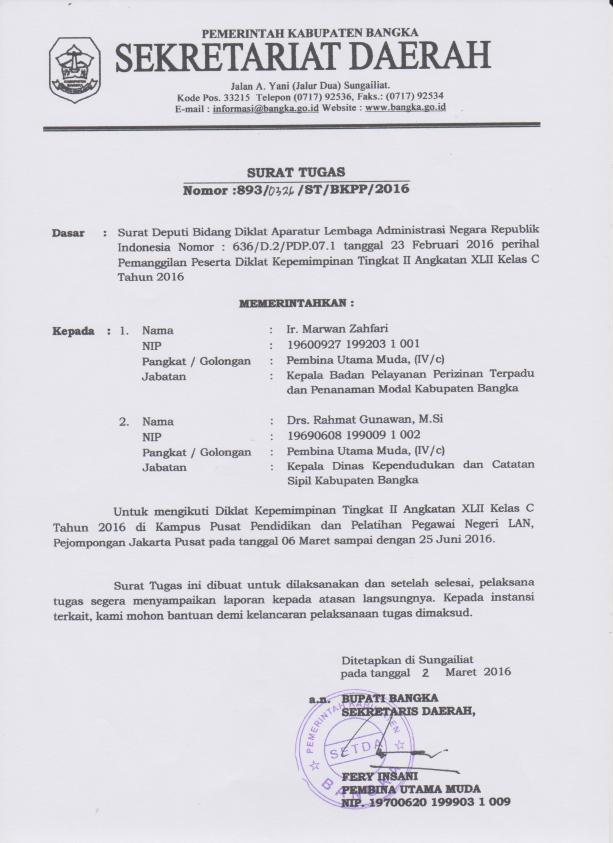 Peserta Diklat PIM Tingkat II Kabupaten Bangka