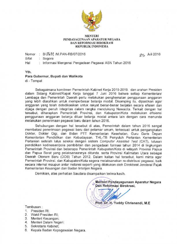 Informasi Mengenai Pengadaan Pegawai ASN Tahun 2016
