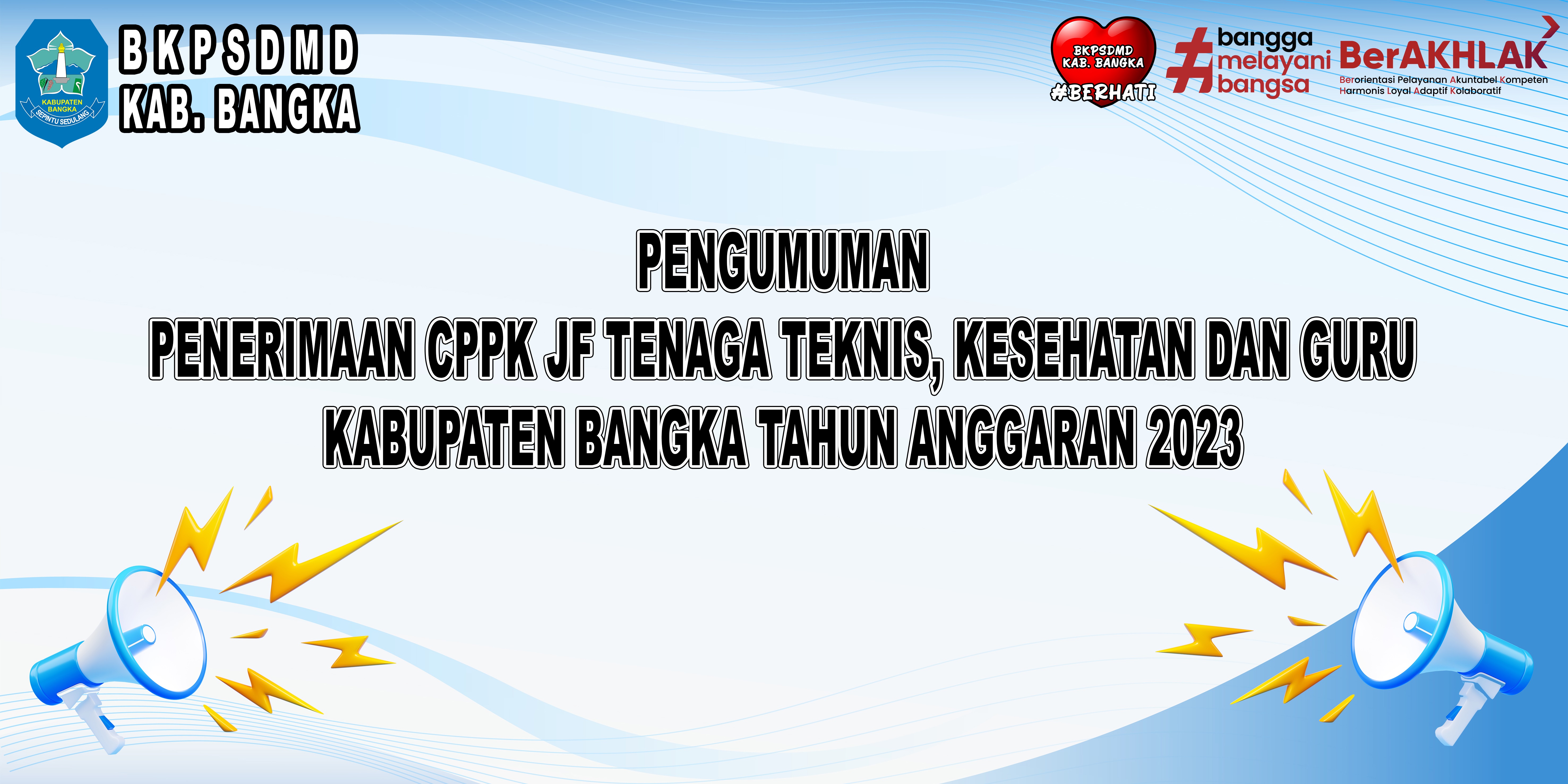 Pengumuman Penerimaan CPPPK JF Tenaga Teknis, Kesehatan dan Guru Kab.Bangka TA 2023