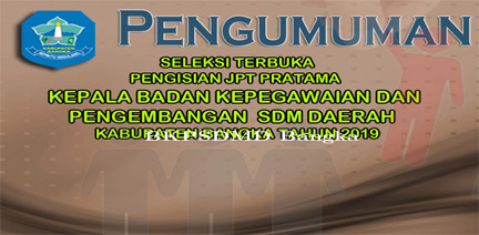 PENGUMUMAN SELEKSI TERBUKA JPT PRATAMA TAHUN 2019