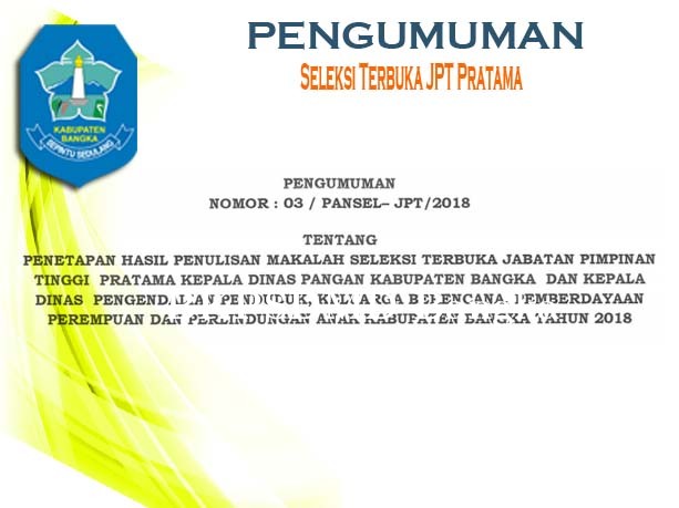 PENGUMUMAN Hasil Penulisan Makalah Seleksi JPT Pratama