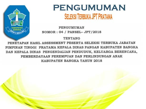 PENGUMUMAN Hasil Assessment Peserta Seleksi Terbuka JPT Pratama