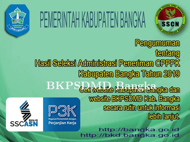 PENGUMUMAN Hasil Seleksi Administrasi Penerimaan CPPPK Kabupaten Bangka Tahun 2019