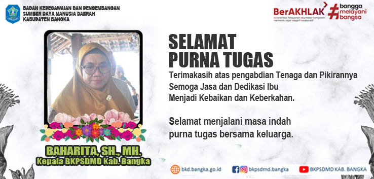 SELAMAT PURNA TUGAS Ibu Baharita, SH.,MH. Kepala BKPSDMD Kab. Bangka