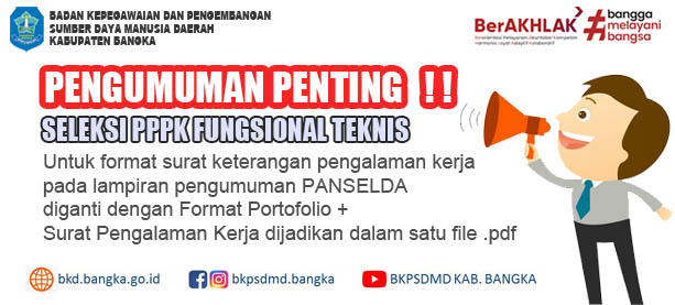 PERUBAHAN PENGUMUMAN PENERIMAAN PPPK Fungsional Teknis Kab. Bangka Tahun 2022